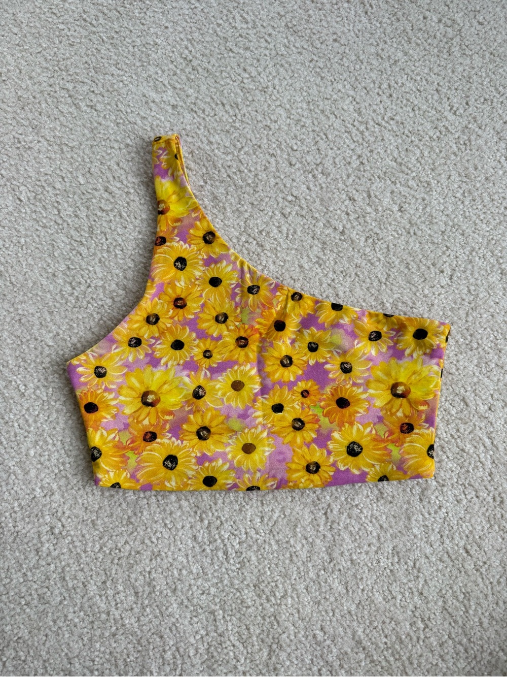 Zara Sunflower One-Shoulder Crop Top - Yellow
